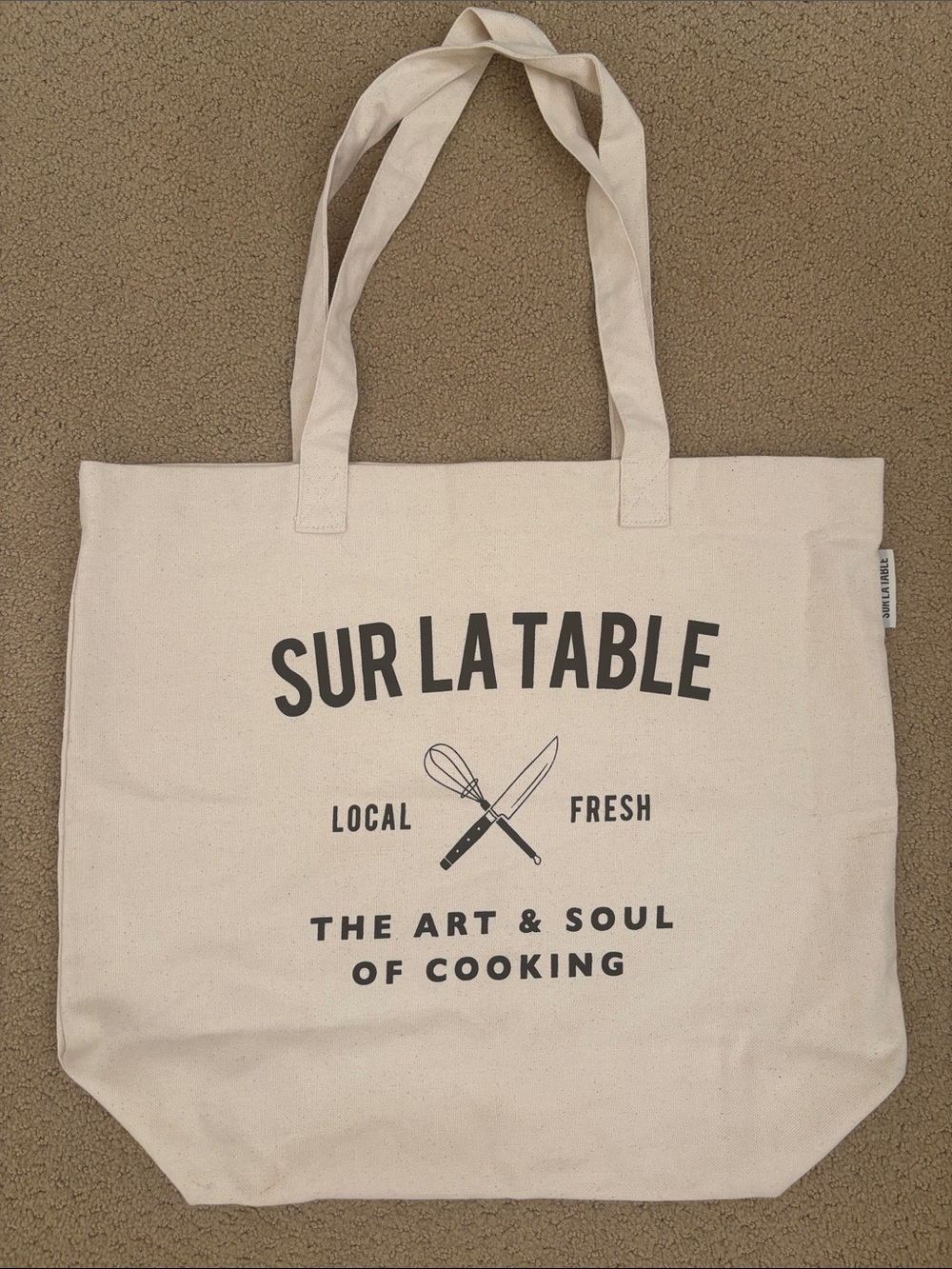 Sur La Table Natural Canvas Tote with Black Kitchen Graphic